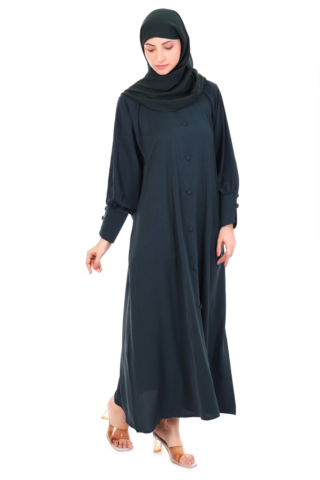 Noor Button Detail Abaya