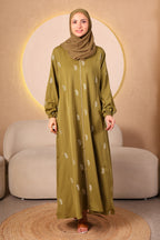 Zahra Leaf Abaya in Olive Green