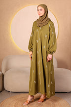 Zahra Leaf Abaya in Olive Green