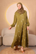 Zahra Leaf Abaya in Olive Green