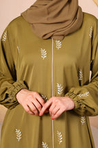 Zahra Leaf Abaya in Olive Green