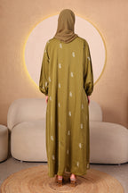 Zahra Leaf Abaya in Olive Green